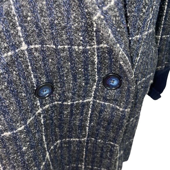 Saril Ltd Vintage Womens Coat Size Large Gray Plaid Pockets Knit Cuffs Pure Wool - Picture 8 of 10